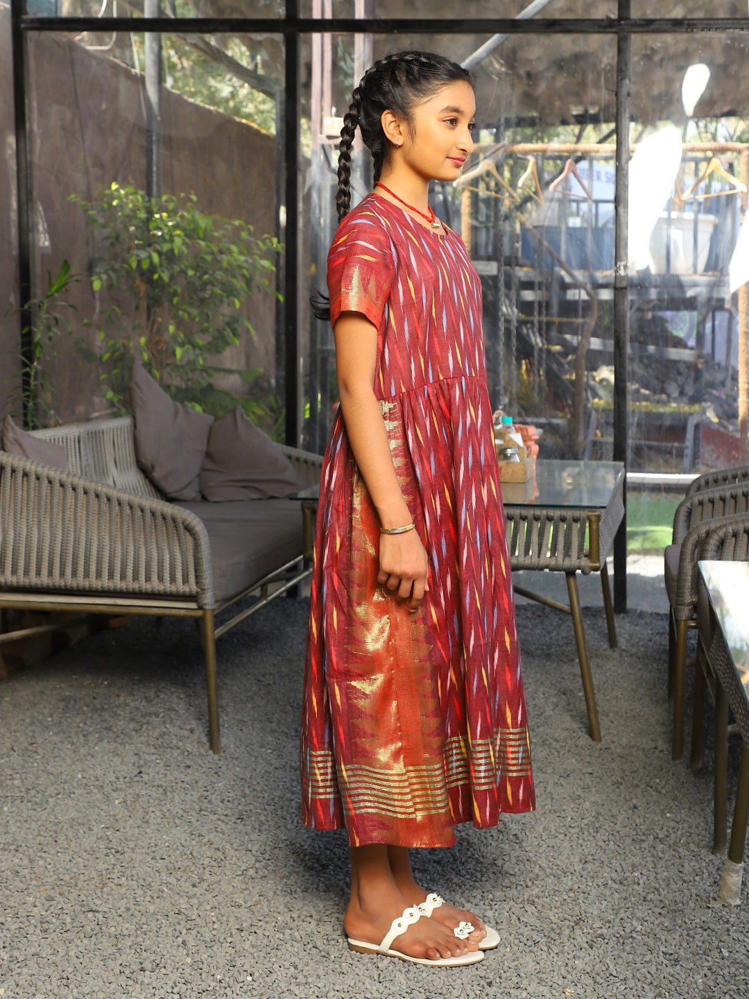 Maroon Maxi Dress - Elganza