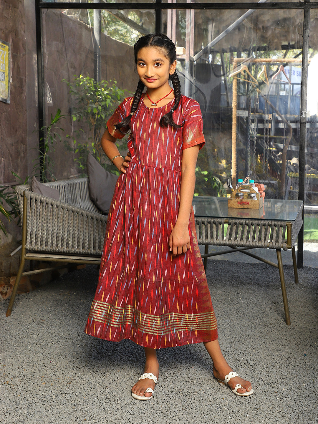 Maroon Maxi Dress - Elganza