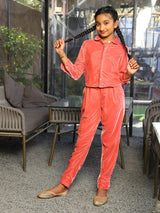 Peach Velvet Clothing Set - Elganza