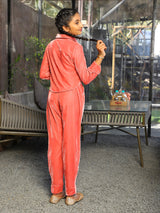 Peach Velvet Clothing Set - Elganza