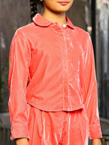 Peach Velvet Clothing Set - Elganza
