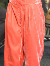 Peach Velvet Clothing Set - Elganza