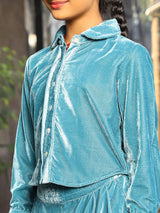 Blue Velvet Clothing Set - Elganza