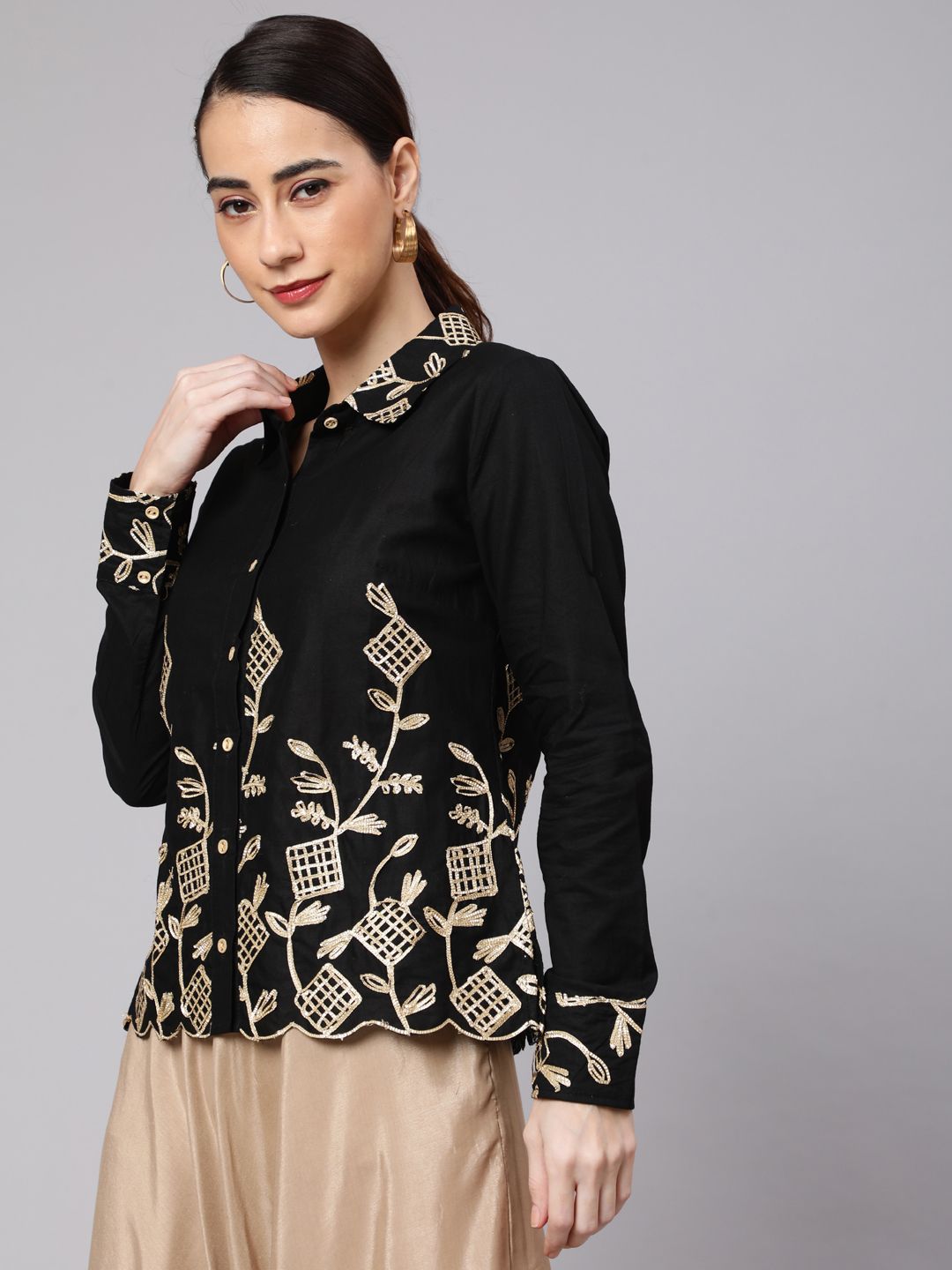 Black Embroidered Shirt
