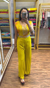 🛍️ 3-Piece Ready Made Lehenga Palazzo Set with Blouse & Designer Shrug