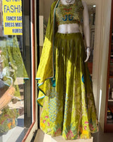 Designer Embroidered Heavy Tissue Silk Lehenga Choli with Peacock Motif