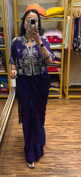 🛍️ Ready To Wear Saree with Blouse & Designer Shrug Set
