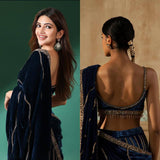 Velvet Plazzo Set with Designer Blouse & Dupatta