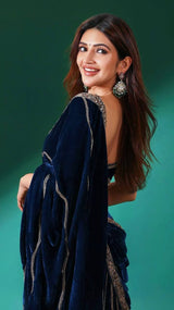 Velvet Plazzo Set with Designer Blouse & Dupatta