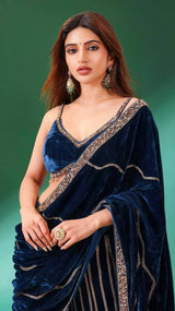 Velvet Plazzo Set with Designer Blouse & Dupatta
