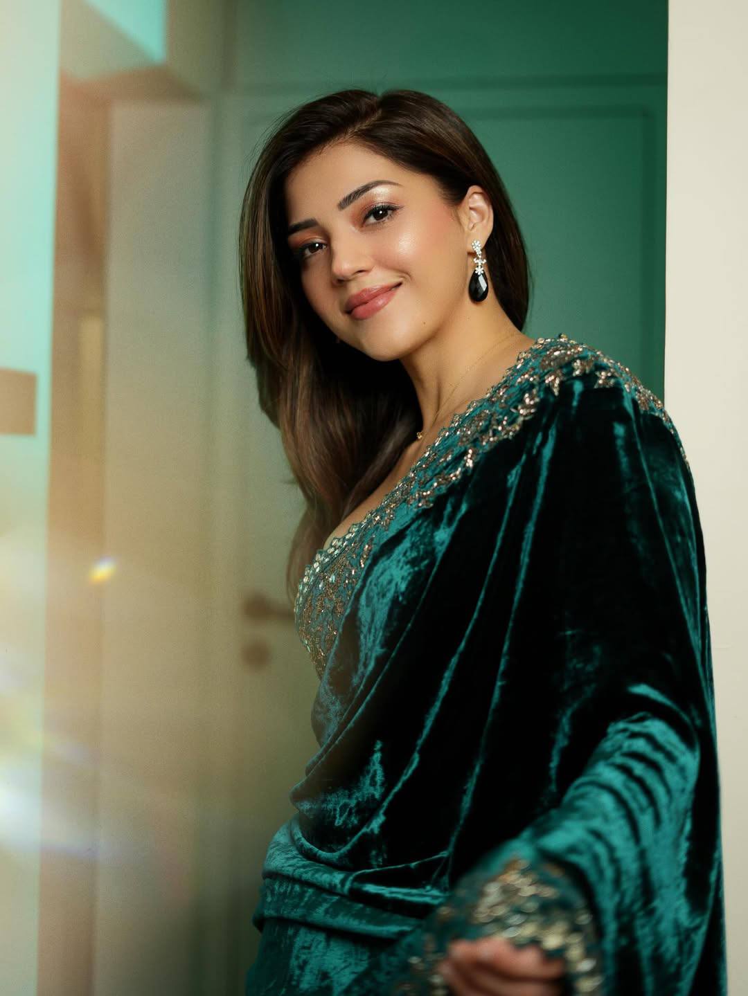 Embroidered Velvet Saree for Winter Festive & Wedding Wear