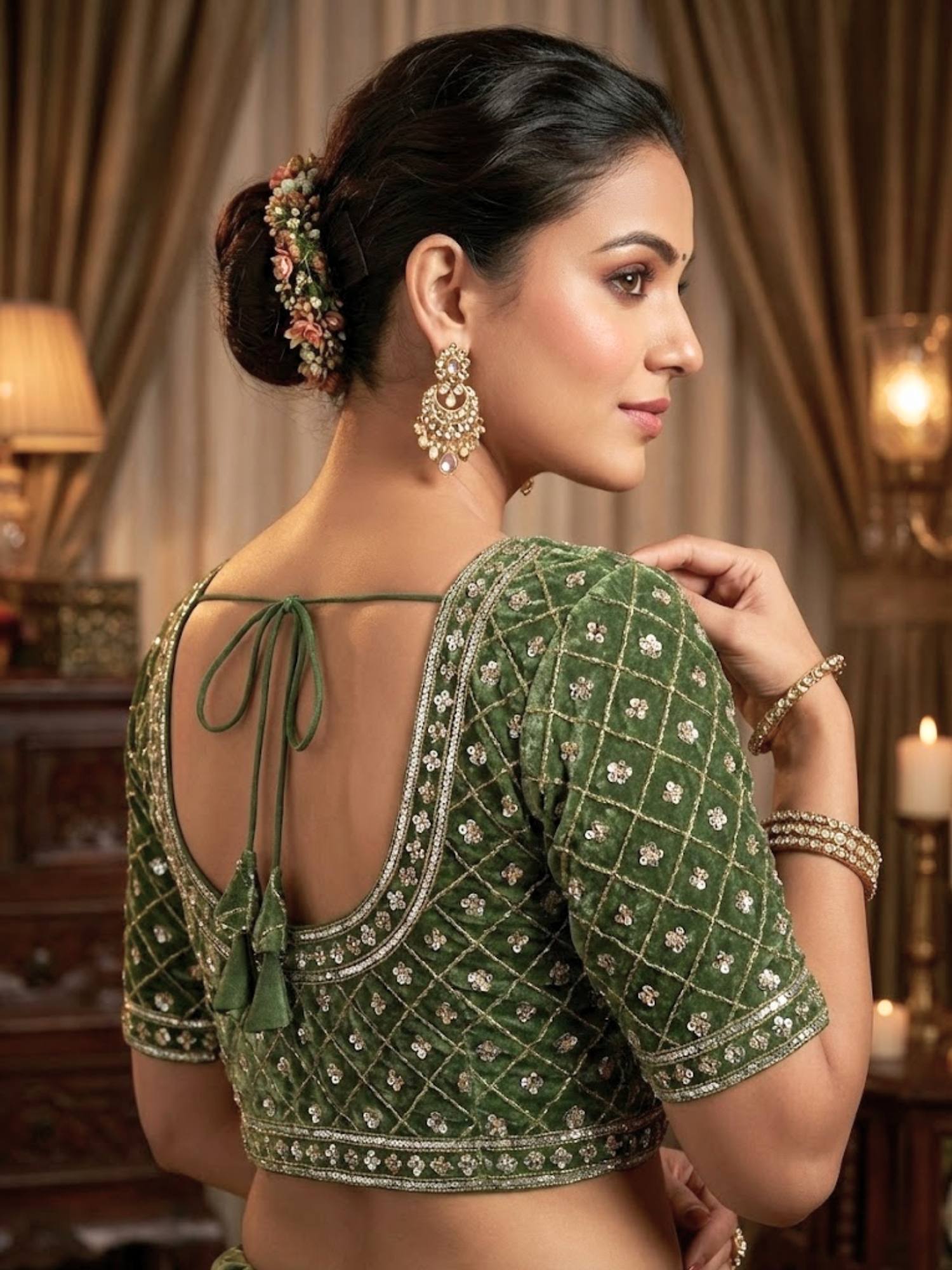 Women Embroidered Satin Silk Saree with Unstitched Blouse