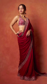Beautiful Designer Bollywood Saree in Satin Silk