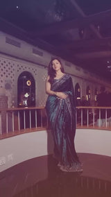 Embroidered Velvet Saree for Winter Festive & Wedding Wear