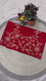 Designer Faux Georgette Saree with 5mm Sequin & Mirror Embroidery and Diamond Silk Blouse