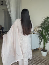 Beige Pure Cotton Ethnic Motif Anarkali Kurta Set for Women