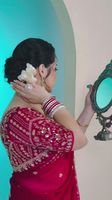 Designer Fandy Satin Silk Saree with 3mm Sequin Embroidery and Cutwork Border