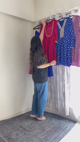 Women's Royal Blue Georgette Embellished Gold Printed A-line Kurta With Sharara & Dupatta Set