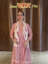 Coral Pure Cotton Floral Printed A-line Kurta Pant Set