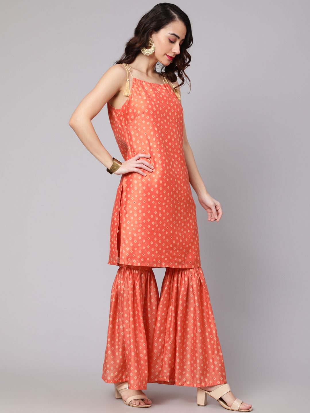 Orange Bandhani Print Couple Combo