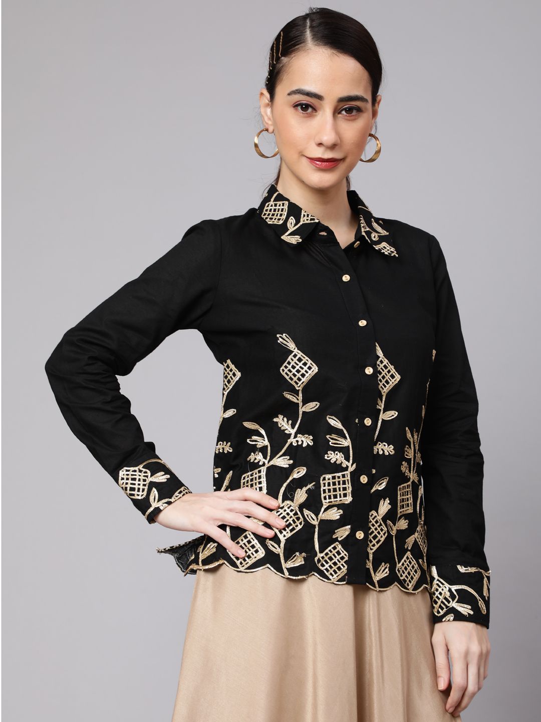 Black Embroidered Shirt